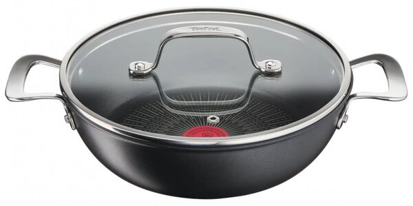 Уок Тиган Tefal G2557172 SHAL26CV M Unlimited, 26 см, Капак, Незалепващо покритие, Thermo-signal, Индукция, Черен