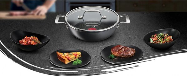 Уок Тиган Tefal G2557172 SHAL26CV M Unlimited, 26 см, Капак, Незалепващо покритие, Thermo-signal, Индукция, Черен