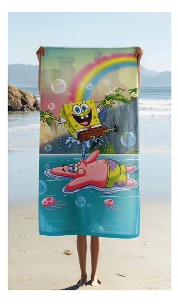 Памучна детска кърпа 70x140 cm Sponge Bob "Tropical Duo" – Jerry Fabrics