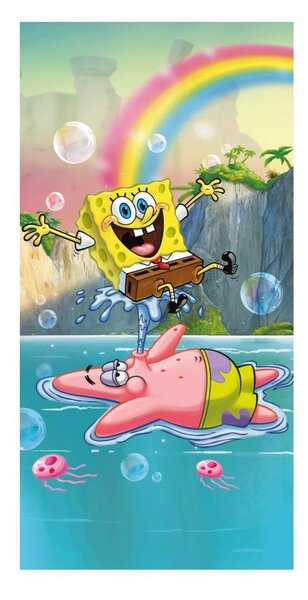 Памучна детска кърпа 70x140 cm Sponge Bob "Tropical Duo" – Jerry Fabrics