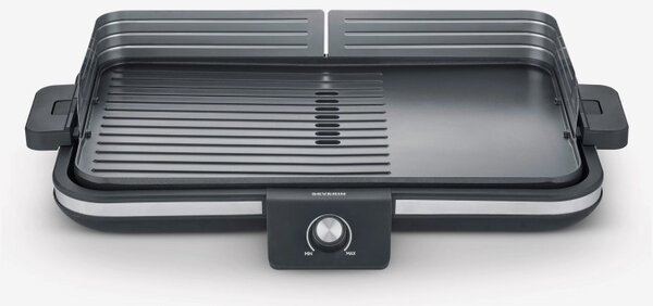 Електрическа скара Severin PG 8564, Две страни, 2300W, 230 C, Термостат, Тавичка за мазнини, Черен/Инокс