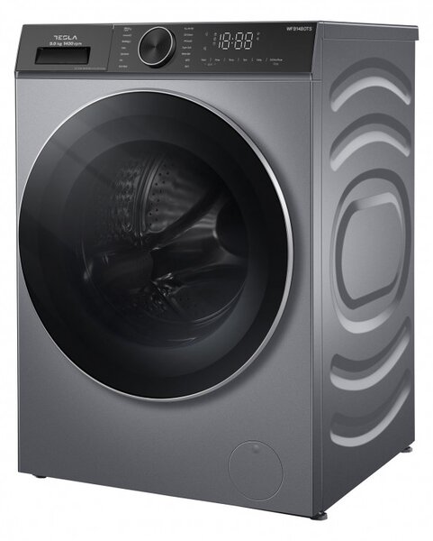 Пералня с предно зареждане Tesla WF91480TS, 1900W, 9 кг, 60 л, 14 програми, 1400 об/мин, Клас A, Steam Care, LED, Сребрист