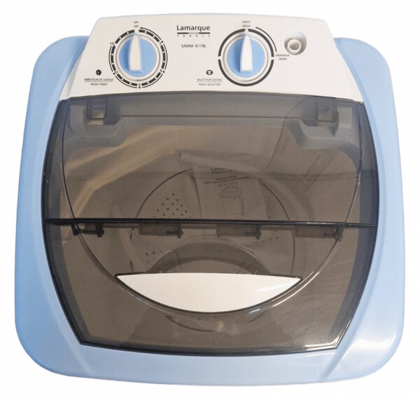 Полуавтоматична пералня Lamarque SAWM-611BL, 380W, 6 кг, Таймер, Превключвател, Син/Бял