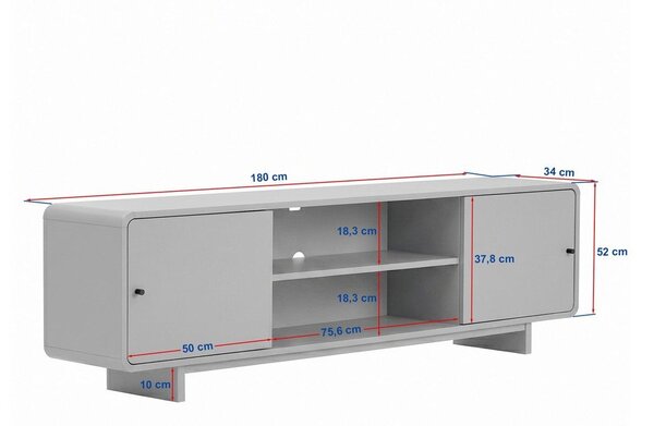 Маса за телевизор от декор от орех в тъмно естествен цвят 180x52x34 cm Mirel – Nordure