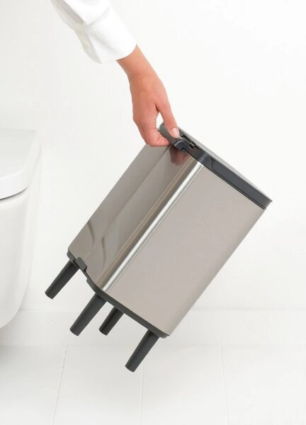 Кош за боклук Brabantia Bo Small Hi 1006646, 7 л, Повдигнат, Плавно и безшумно отваряне, Противоплъзгаща основа, Устойчив на пръстови отпечатъци, Инокс/Мат