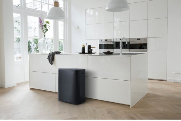 Кош за боклук Brabantia Bo Touch 1001274, 60 л, Плавно и безшумно отваряне, Голям отвор, Устойчив на отпечатъци, Черен/мат