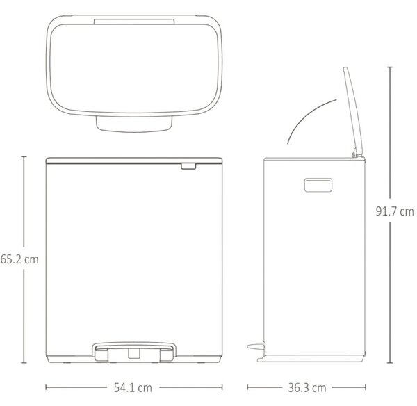 Кош за боклук Brabantia Bo Pedal 1003188, 2x30 л, Плавно затваряне, Противоплъзгаща основа, Бял