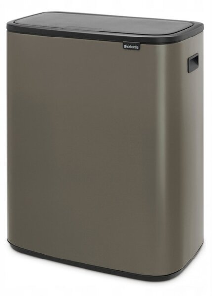 Кош за боклук Brabantia Bo Touch 1001271, 2x30 л, Плавно и безшумно отваряне, Голям отвор, Тъмносив