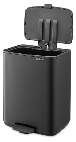 Кош за боклук Brabantia Bo Pedal 1010133, 12 л, Леко затваряне, Противоплъзгаща основа, Минерално покритие, Тъмносив