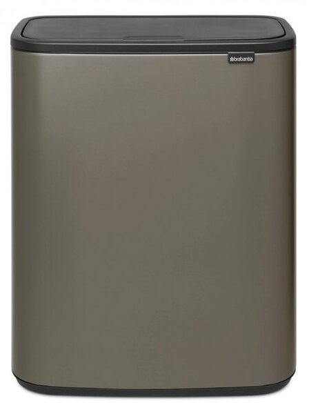 Кош за боклук Brabantia Bo Touch 1001271, 2x30 л, Плавно и безшумно отваряне, Голям отвор, Тъмносив