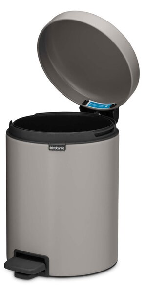 Кош за боклук с педал Brabantia NewIcon 1010434, 5 л, Леко затваряне, Противоплъзгаща основа, Светлосив