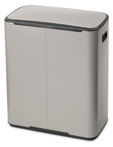 Кош за боклук Brabantia Bo Pedal 1010450, 2x30 л, Плавно затваряне, Противоплъзгаща основа, Светлосив