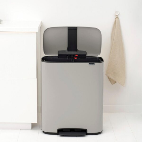 Кош за боклук Brabantia Bo Pedal 1010450, 2x30 л, Плавно затваряне, Противоплъзгаща основа, Светлосив