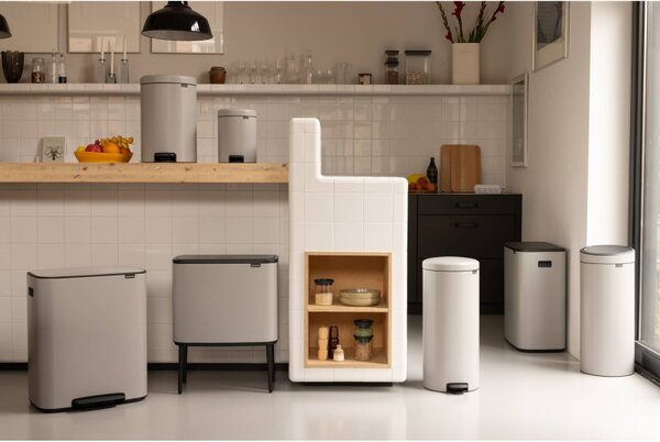 Кош за боклук с педал Brabantia NewIcon 1010434, 5 л, Леко затваряне, Противоплъзгаща основа, Светлосив