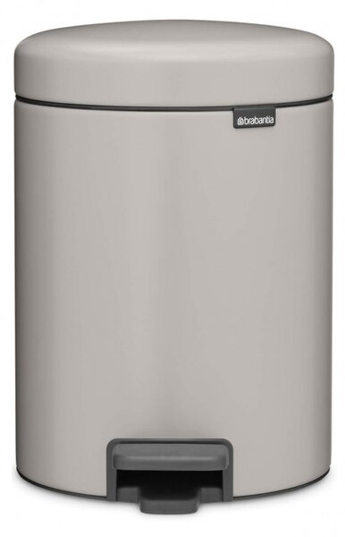 Кош за боклук с педал Brabantia NewIcon 1010434, 5 л, Леко затваряне, Противоплъзгаща основа, Светлосив