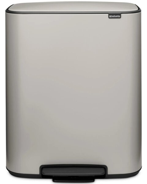 Кош за боклук Brabantia Bo Pedal 1010450, 2x30 л, Плавно затваряне, Противоплъзгаща основа, Светлосив