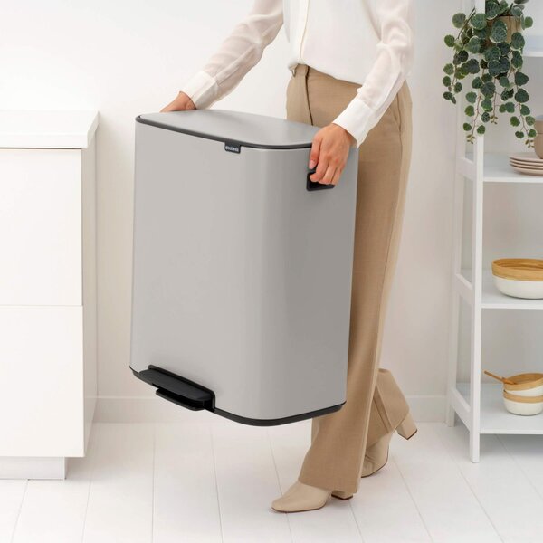 Кош за боклук Brabantia Bo Pedal 1010450, 2x30 л, Плавно затваряне, Противоплъзгаща основа, Светлосив