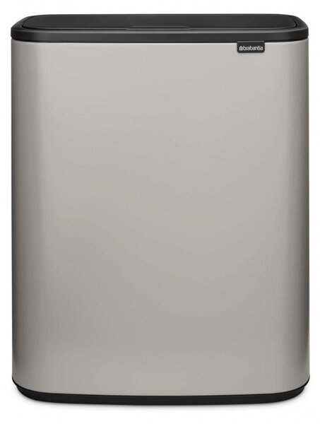 Кош за боклук Brabantia Bo Touch 1010455, 60 л, Плавно и безшумно отваряне, Голям отвор, Светлосив
