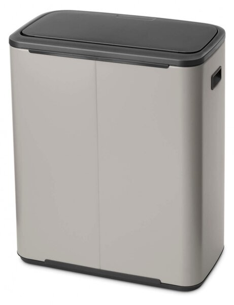 Кош за боклук Brabantia Bo Touch 1010455, 60 л, Плавно и безшумно отваряне, Голям отвор, Светлосив
