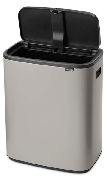 Кош за боклук Brabantia Bo Touch 1010455, 60 л, Плавно и безшумно отваряне, Голям отвор, Светлосив