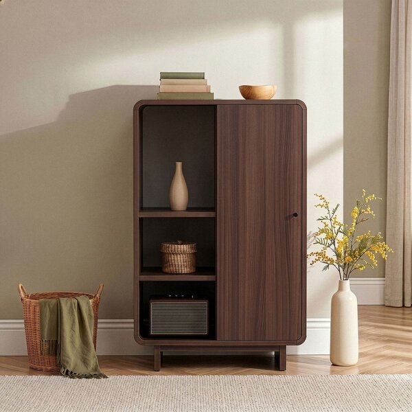 Шкафче от декор от орех в тъмно естествен цвят 70x110x34 cm Torina – Nordure