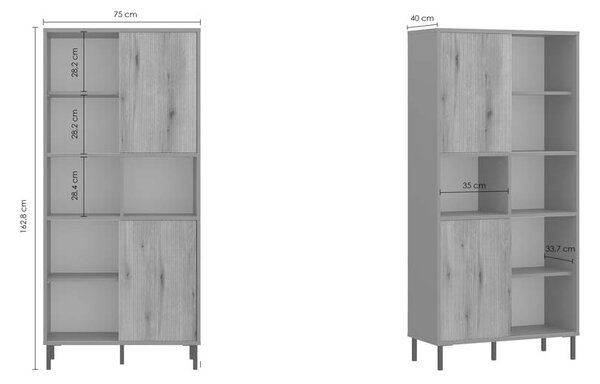 ВИСОК ШКАФ ПОУЗИ С 2 ПЛЪЗГАЩИ СЕ ВРАТИ 75/40/162.8h В ДЪБОВА ТЕКСТУРА И СИВОЗЕЛЕН ЦВЯТ