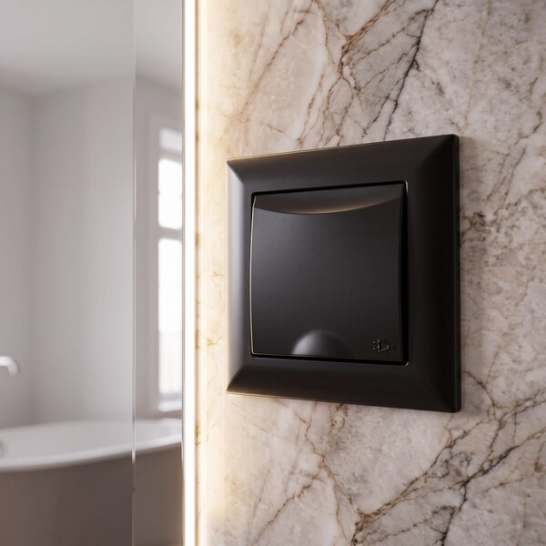 Единичен контакт със заземяване и капаче с рамка OSTE JNH005-G Black
