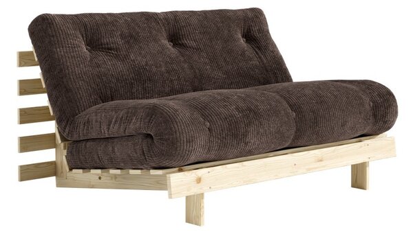 Тъмнокафяв сгъваем диван от рипсено кадифе 140 cm Roots – Karup