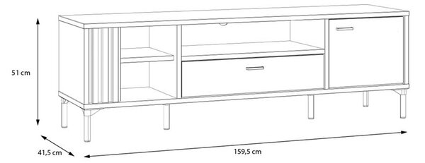 ХОАКИМИС ТВ ШКАФ С 1 ВРАТА И 1 ЧЕКМЕДЖЕ 159.5/41.5/51h ДЪБ МАУВЕЯ/ЧЕРЕН