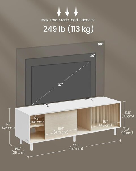 Телевизионна конзола Vasagle White 140x39x45 cm