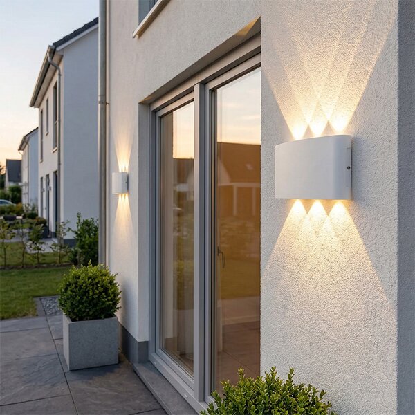 Външна стенна лампа бяла с LED 6-светлина IP54 - Silly