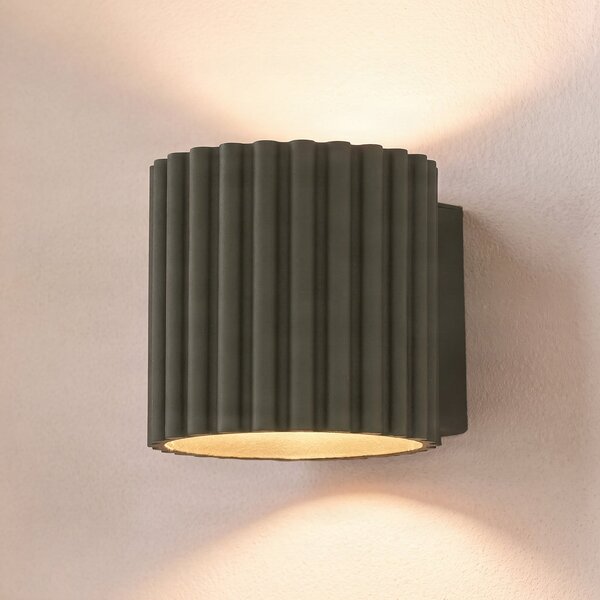 SOLLUX LIGHTING Стенна лампа Aura, маслиненозелена, Ø10 см, G9, осветява нагоре/надолу, алуминий, Затъмняване, Зелен, Коридор, Алуминий, Модерен