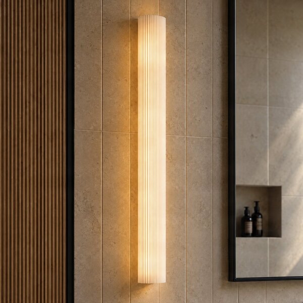Lucande LED лампа за баня Victoire, 70 см, бяла/хром, CCT, Бял, Баня, Стъкло, Модерен