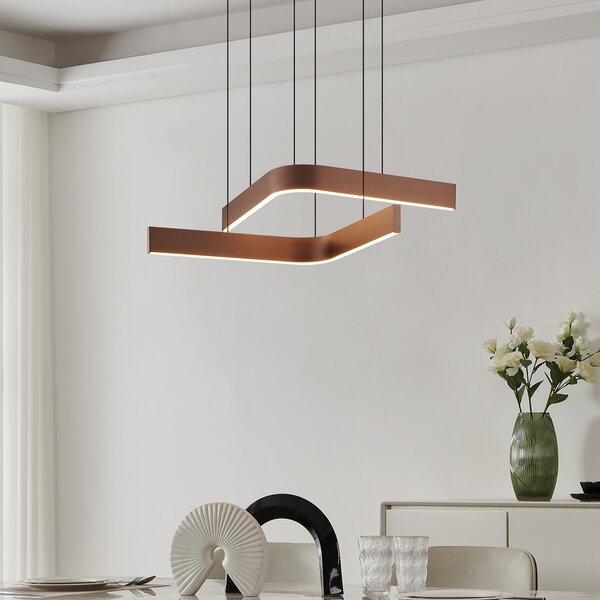 EGLO LED-Smart-висяща лампа Folcino-Z, бронзов цвят, 64 cm, CCT, Затъмняване, Бронзов / античен месинг, Дневна/трапезария, Алуминий, Модерен