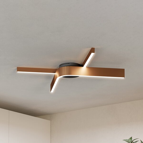 EGLO LED-Smart-таванна лампа Folcino-Z, бронзов цвят, 64 cm, CCT, Затъмняване, Бронзов / античен месинг, Дневна/трапезария, Алуминий, Модерен