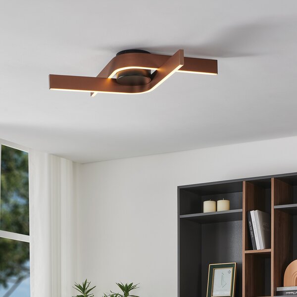EGLO LED-Smart-таванна лампа Folcino-Z, бронзов цвят, 64 cm, CCT, Затъмняване, Бронзов / античен месинг, Дневна/трапезария, Алуминий, Модерен