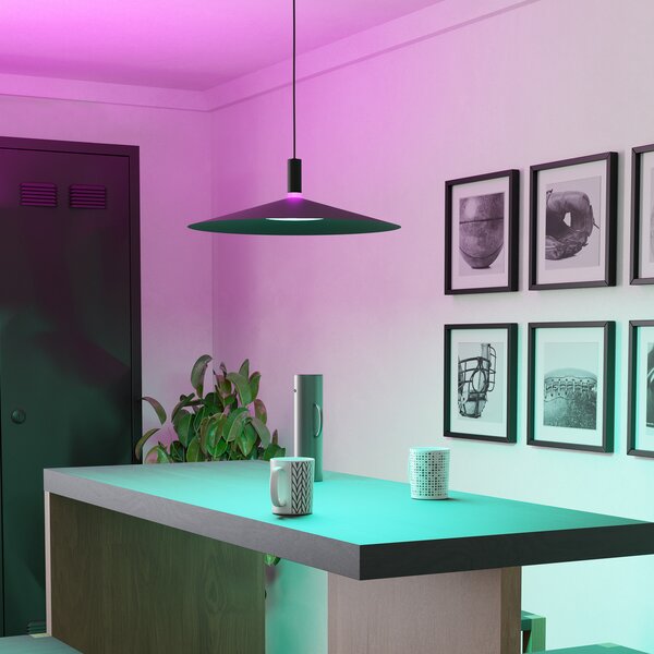 EGLO LED-Smart-висяща лампа Conomavilla-Z, черна, Ø 45 cm CCT RGB, Затъмняване, Черен, Дневна/трапезария, Метал, Модерен