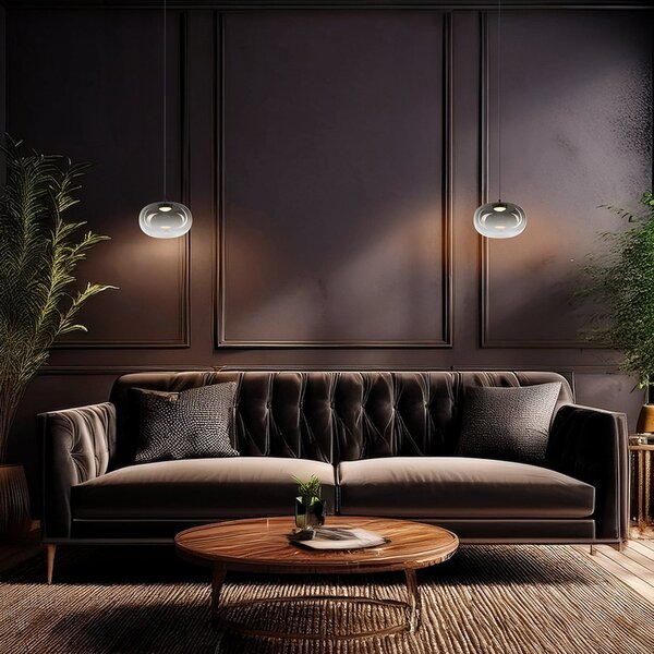 Milagro Lighting LED висяща лампа „Vaso“, димно сива, Ø 18 см, стъкло, Сив, Дневна/трапезария, Стъкло, Модерен