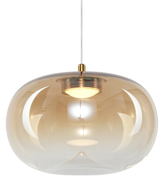 Milagro Lighting LED висяща лампа „Vaso“, кехлибарено оцветена, Ø 18 см, стъкло, Бежов, Дневна/трапезария, Стъкло, Модерен