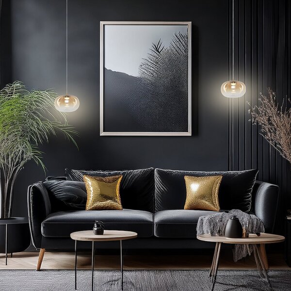 Milagro Lighting LED висяща лампа „Vaso“, кехлибарено оцветена, Ø 18 см, стъкло, Бежов, Дневна/трапезария, Стъкло, Модерен