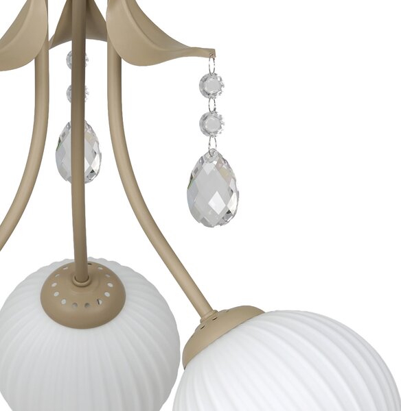 Milagro Lighting Таванска лампа „Celeste“, цвят таупе, Ø 40 см, метал, с 3 крила., Затъмняване, Злато / месинг, Дневна/трапезария, Метал