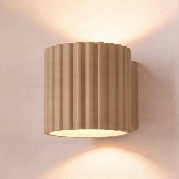 SOLLUX LIGHTING Стенна лампа Aura, цвят таупе, Ø10 см, G9, осветява нагоре/надолу, алуминий, Затъмняване, Сив, Коридор, Алуминий, Модерен