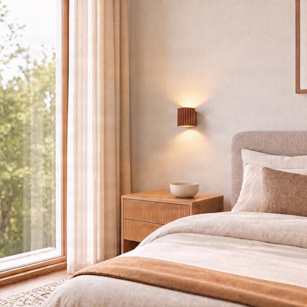 SOLLUX LIGHTING Стенна лампа Aura, теракота, Ø10 см, G9, осветление нагоре/надолу, алуминий, Затъмняване, Червен, Коридор, Алуминий, Модерен