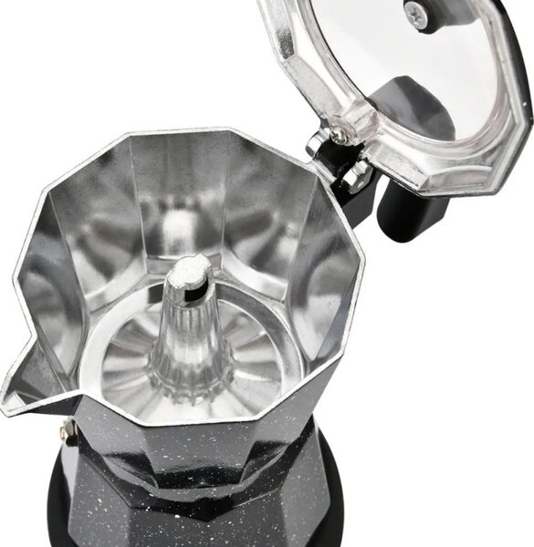 Електрическа кубинска кафеварка Klausberg KB 7998, 500W, 6 чаши, Вграден нагревател, Предпазен клапан, Черен мрамор