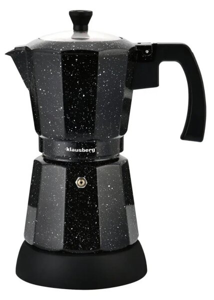 Електрическа кубинска кафеварка Klausberg KB 7998, 500W, 6 чаши, Вграден нагревател, Предпазен клапан, Черен мрамор