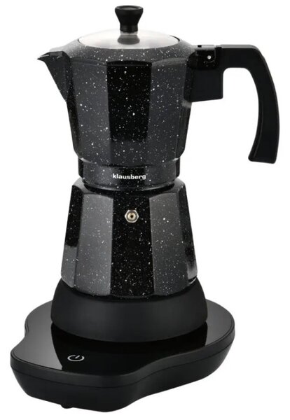 Електрическа кубинска кафеварка Klausberg KB 7998, 500W, 6 чаши, Вграден нагревател, Предпазен клапан, Черен мрамор
