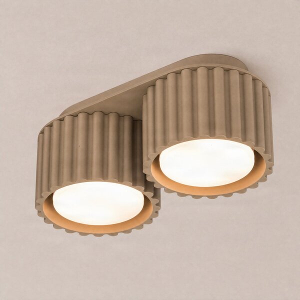 SOLLUX LIGHTING Таванна лампа Aura 2, цвят таупе, 2-лампова, дължина 21 см, GX53, Затъмняване, Сив, Коридор, Алуминий, Модерен