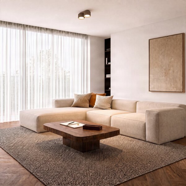 SOLLUX LIGHTING Таванна лампа Aura 2, цвят таупе, 2-лампова, дължина 21 см, GX53, Затъмняване, Сив, Коридор, Алуминий, Модерен