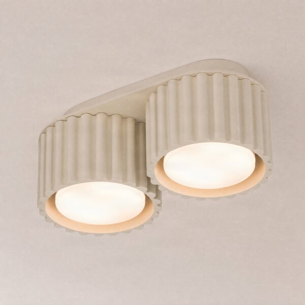 SOLLUX LIGHTING Таванна лампа Aura 2, бежова, с 2 лампи, дължина 21 см, GX53, Затъмняване, Бежов, Коридор, Алуминий, Модерен