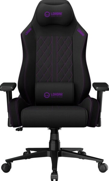 Геймърски стол Lorgar CHA41, до 150kg, 3D подлакътници, регулируема облегалка, черен/лилав